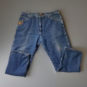 Wrangler Riggs Workwear Fleece Lined Insulated Jeans 42x32 3W055TH Blue Denim